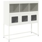 vidaXL Komoda biela 100,5x39x107 cm oceľ valcovaná za studena – Obrázok 2