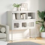 vidaXL Komoda biela 100,5x39x107 cm oceľ valcovaná za studena – Obrázok 3