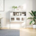 vidaXL Komoda biela 100,5x39x107 cm oceľ valcovaná za studena – Obrázok 4