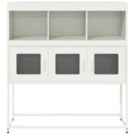vidaXL Komoda biela 100,5x39x107 cm oceľ valcovaná za studena – Obrázok 5