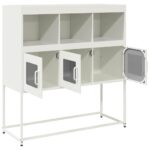 vidaXL Komoda biela 100,5x39x107 cm oceľ valcovaná za studena – Obrázok 6