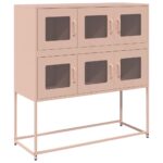 vidaXL Komoda ružová 100,5x39x107 cm oceľ valcovaná za studena – Obrázok 2