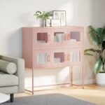 vidaXL Komoda ružová 100,5x39x107 cm oceľ valcovaná za studena – Obrázok 3