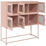 vidaXL Komoda ružová 100,5x39x107 cm oceľ valcovaná za studena – Obrázok 6