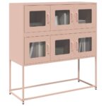 vidaXL Komoda ružová 100,5x39x107 cm oceľ valcovaná za studena