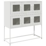 vidaXL Komoda biela 100,5x39x107 cm oceľ valcovaná za studena – Obrázok 2