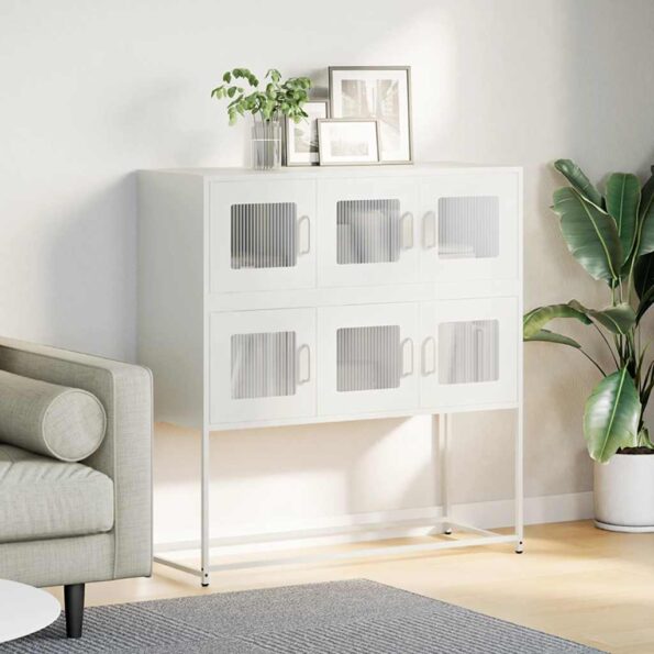 VXL8721158372611_g_en_hd_1.jpg vidaXL Komoda biela 100,5x39x107 cm oceľ valcovaná za studena – Obrázok 3