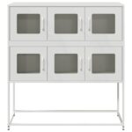 vidaXL Komoda biela 100,5x39x107 cm oceľ valcovaná za studena – Obrázok 5
