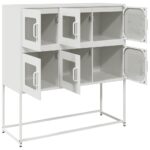 vidaXL Komoda biela 100,5x39x107 cm oceľ valcovaná za studena – Obrázok 6