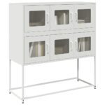 vidaXL Komoda biela 100,5x39x107 cm oceľ valcovaná za studena