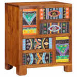 VidaXL Príborník Viacfarebný 50x35x60 Akáciové masívne drevo – Obrázok 2