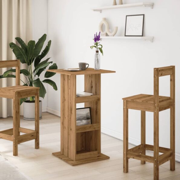 vidaXL Barový stôl s policami dub artisian 60x60x102 cm kompoz. drevo – Obrázok 3