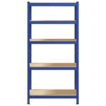 vidaXL Regál s 5 policami, modrý, oceľ a kompozitné drevo – Obrázok 4