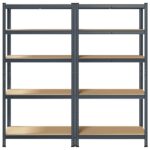 vidaXL 5vrstvové úložné police 2ks antracitové oceľ a spracované drevo – Obrázok 4