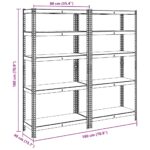 vidaXL 5vrstvové úložné police 2ks antracitové oceľ a spracované drevo – Obrázok 11