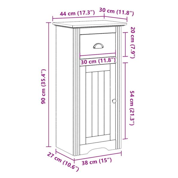 vidaXL Kúpeľňová skrinka "BODO" Biela a hnedá 44x30x90 cm – Obrázok 8