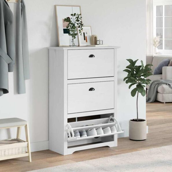 VidaXL Stojan na topánky "BODO" Biely 80x35x118 cm – Obrázok 3