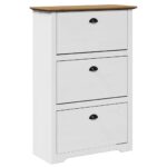 VidaXL Stojan na topánky "BODO" Biela a hnedá 80x35x118 cm – Obrázok 2