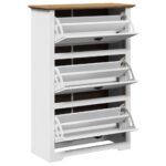 VidaXL Stojan na topánky "BODO" Biela a hnedá 80x35x118 cm – Obrázok 5