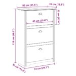 VidaXL Stojan na topánky "BODO" Biela a hnedá 80x35x118 cm – Obrázok 9