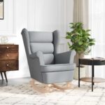 VidaXL Hojdacie kreslo Svetlosivá 74x90x102 cm Látka – Obrázok 3