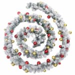 vidaXL Vianočná girlanda s ozdobami a LED svetlami zelená 10 m PVC – Obrázok 2