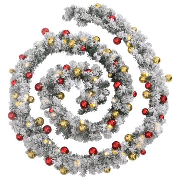 vidaXL Vianočná girlanda s ozdobami a LED svetlami zelená 10 m PVC – Obrázok 3