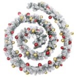 vidaXL Vianočná girlanda s ozdobami a LED svetlami zelená 20 m PVC – Obrázok 2