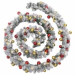 vidaXL Vianočná girlanda s ozdobami a LED svetlami zelená 20 m PVC – Obrázok 3