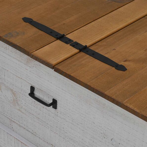 vidaXL Úložná komoda HALDEN Biela 91x91x47 cm Borovicový masív – Obrázok 8