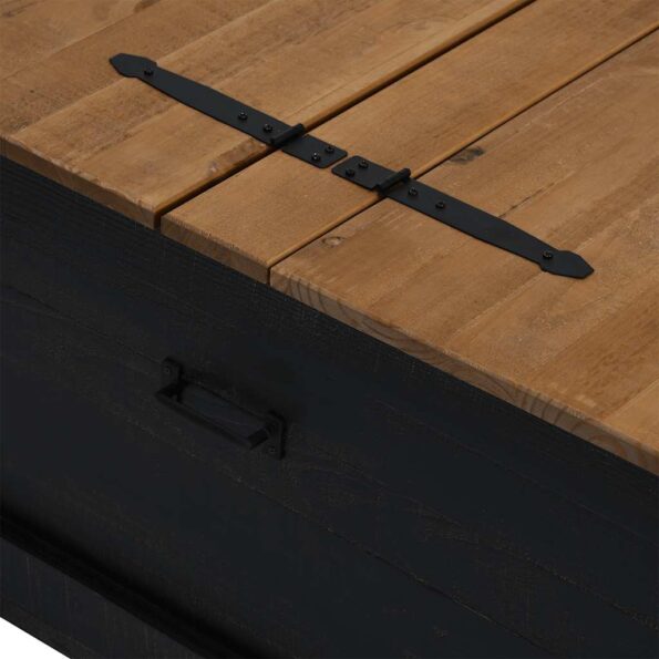 vidaXL Úložná komoda HALDEN Čierna 91x91x47 cm Masívna borovica – Obrázok 8