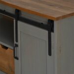 vidaXL TV skrinka HALDEN s posuvnými dvierkami sivá 110x40x60 cm masív – Obrázok 8