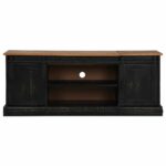 vidaXL TV skrinka HALDEN 2 posuvné dvierka čierna 150x40x60 cm masív – Obrázok 3
