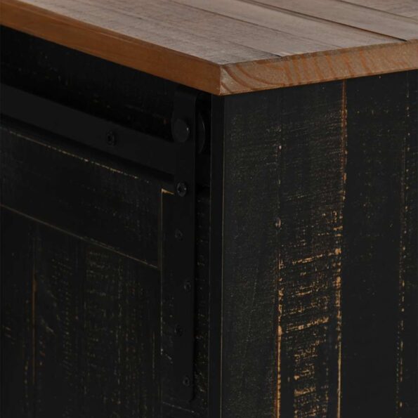 vidaXL TV skrinka HALDEN 2 posuvné dvierka čierna 150x40x60 cm masív – Obrázok 7
