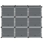 vidaXL Úložný kockovaný organizér s 9 kockami a dverami priehľadný PP – Obrázok 4