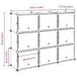 vidaXL Úložný kockovaný organizér s 9 kockami a dverami priehľadný PP – Obrázok 11