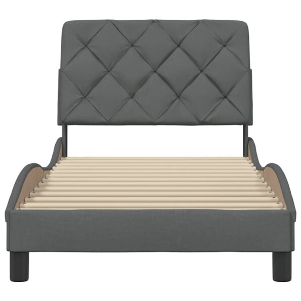 vidaXL Posteľ bez matraca tmavosivá 90x200 cm látka – Obrázok 5