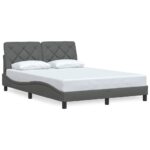 vidaXL Rám postele bez matraca tmavosivý 140x190 cm látka – Obrázok 3