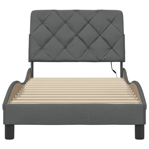 vidaXL Posteľ s LED bez matraca tmavosivá 90x190 cm látka – Obrázok 5
