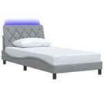 vidaXL Posteľ s LED bez matraca bledosivý 100x200 cm látka – Obrázok 3