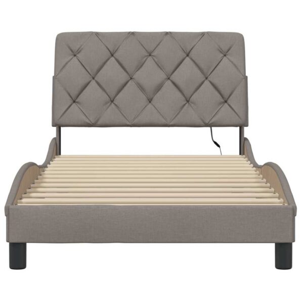 vidaXL Posteľ s LED bez matraca sivohnedá 100x200 cm látka – Obrázok 5