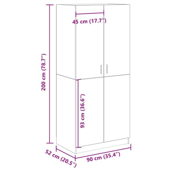 vidaXL Šatníková skriňa Dub Artisan 90x52x200 cm Technické drevo – Obrázok 9