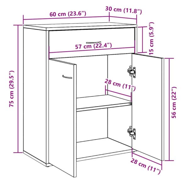 vidaXL Komoda staré drevo 60x30x75 cm kompozitné drevo – Obrázok 10