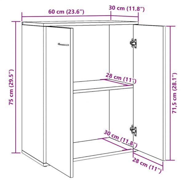 vidaXL Komoda dub artisan 60x30x75 cm kompozitné drevo – Obrázok 10