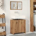 VidaXL Kúpeľňová skrinka so zrkadlom Artisan z dubového dreva – Obrázok 3