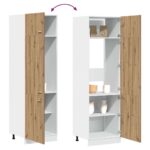vidaXL Skrinka na chladničku “Lyon” Artisan Dub 60x57x207 cm – Obrázok 9