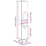 vidaXL Skrinka do kúpeľne, betónovo sivá 30x30x179cm, kompozitné drevo – Obrázok 11