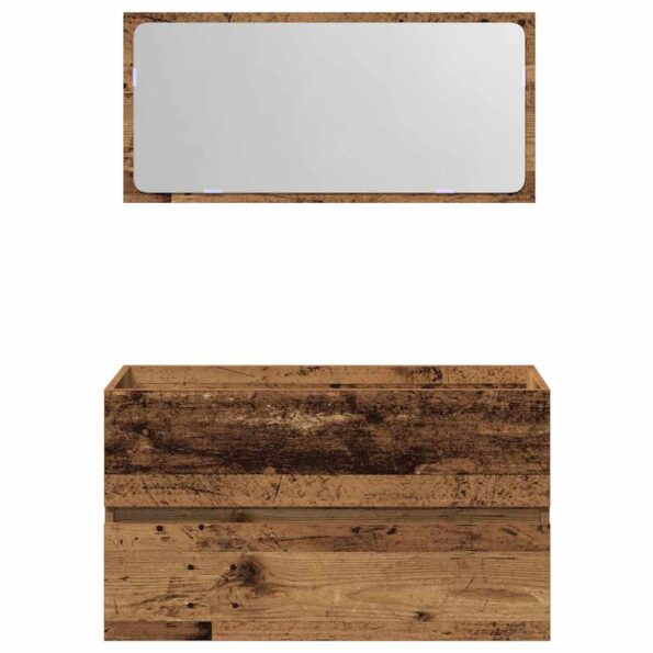 VidaXL Kúpeľňová skrinka so zrkadlom Old Wood Tried Wood – Obrázok 4