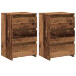 vidaXL Nočné skrinky 2 ks Staré drevo 40x35x62,5 cm Konštrukčné drevo – Obrázok 2