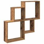 vidaXL Nástenná polica Staré drevo 80x15x78,5 cm Konštruktérske drevo – Obrázok 2